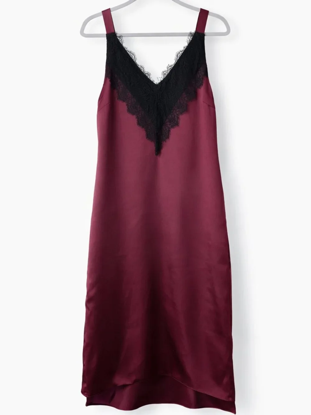 NWT Universal Standard Kara Satin Lace Slip Dress Fig Burgundy 4XS US 0